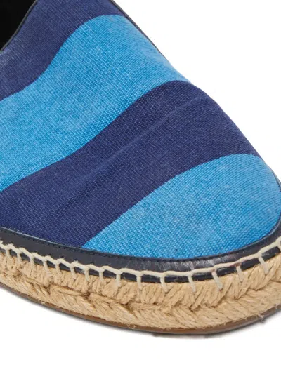 Pre-owned Burberry Striped Flat Espadrilles In Blue