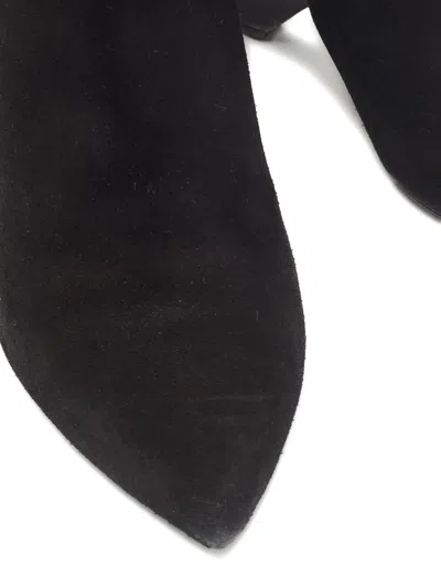 Pre-owned Saint Laurent 80mm Suede Zip Point Toe Boots In Black
