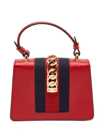 Pre-owned Gucci Mini Web Sylvie Tote Bag In Red
