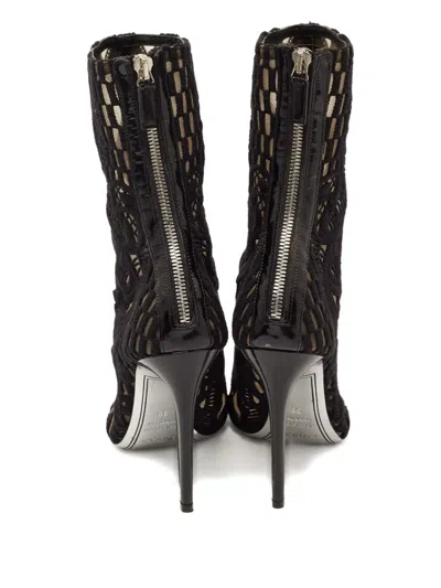 Pre-owned Balmain 110mm Panelled Mesh Boots