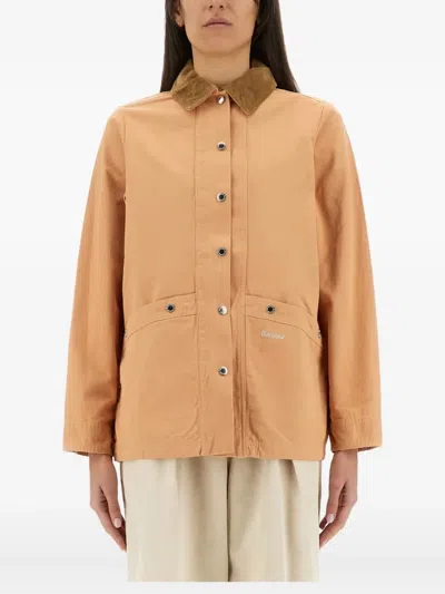 Barbour Collared Contrast Jacket Pockets In Brown