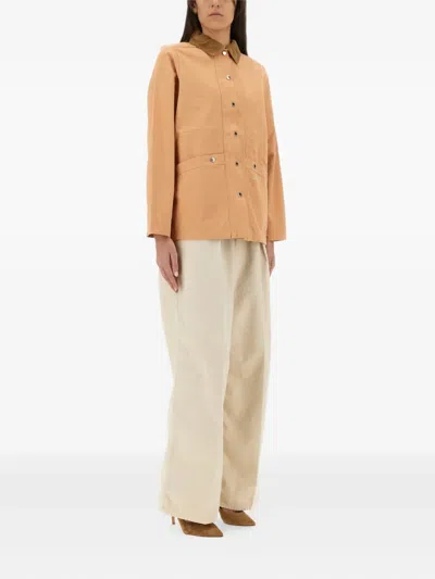 Barbour Collared Contrast Jacket Pockets In Brown