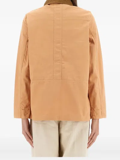 Barbour Collared Contrast Jacket Pockets In Brown