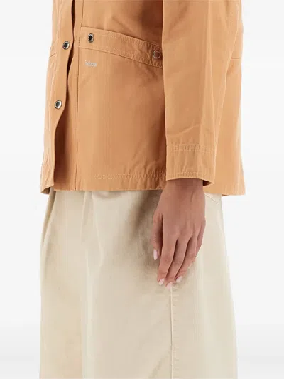 Barbour Collared Contrast Jacket Pockets In Brown