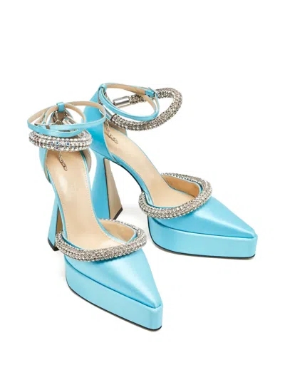 Pre-owned Mach&mach 130mm Kimberly Crystal Platform Pumps In Blue