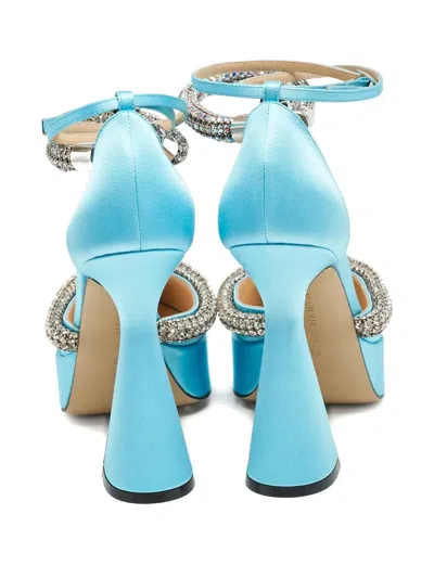 Pre-owned Mach&mach 130mm Kimberly Crystal Platform Pumps In Blue