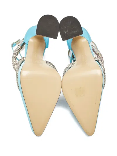 Pre-owned Mach&mach 130mm Kimberly Crystal Platform Pumps In Blue
