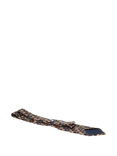 Pre-owned Ermenegildo Zegna Vintage Scroll-print Silk Tie In Brown