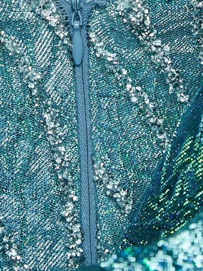 Pre-owned Ihab Jiryis Embellished One-shoulder Dress In Blue