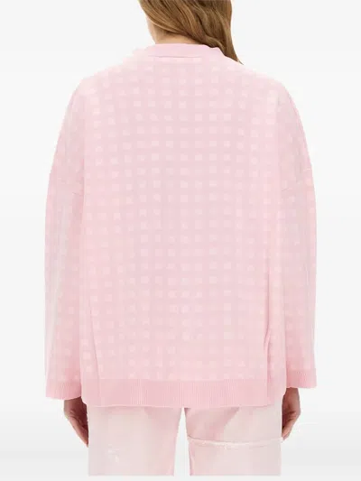 Baum Und Pferdgarten Gingham-check Logo-embroidered Cardigan In Pink