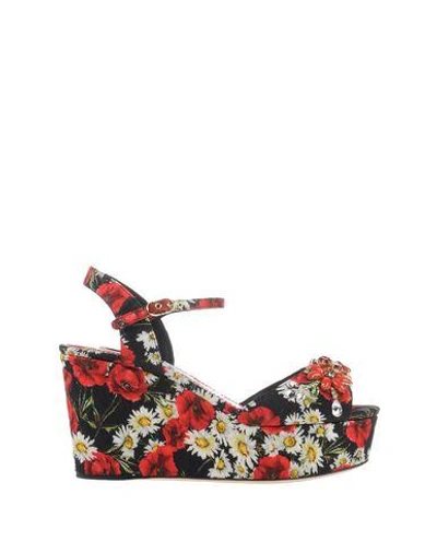 Shop Dolce & Gabbana Woman Sandals Black Size 6 Viscose, Cotton