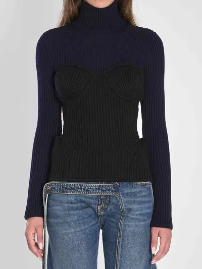 Jean Paul Gaultier Women Ribbed Knit Pullover In Blue