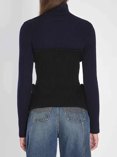 Jean Paul Gaultier Women Ribbed Knit Pullover In Blue