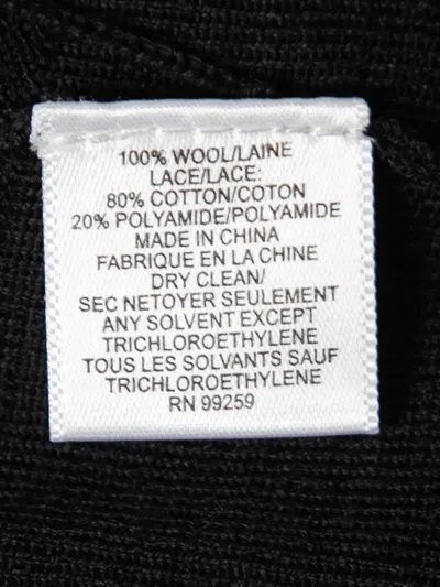 Pre-owned Vera Wang Lace-panel Wool Cardigan In Black