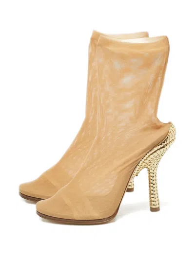 Pre-owned Burberry 110mm Mesh Ankle Boots In Neutral