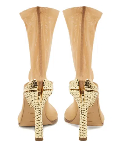 Pre-owned Burberry 110mm Mesh Ankle Boots In Neutral