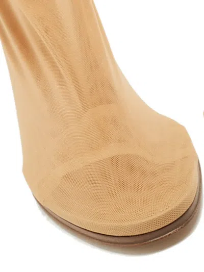 Pre-owned Burberry 110mm Mesh Ankle Boots In Neutral