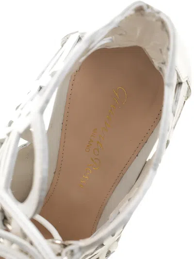Pre-owned Gianvito Rossi 105mm Cut-out Heeled Sandals In White