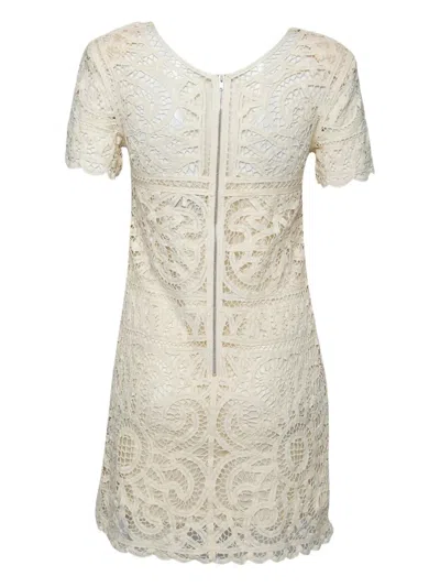 Pre-owned Sea Short-sleeve Lace Dress In Neutral