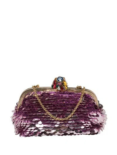 Pre-owned Dolce & Gabbana Sequins-embellished Clutch Bag In Pink