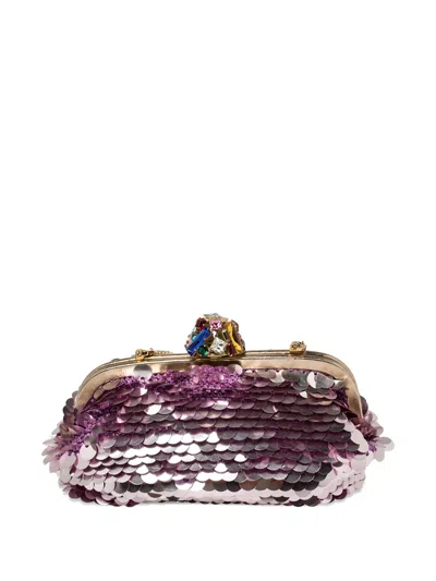 Pre-owned Dolce & Gabbana Sequins-embellished Clutch Bag In Pink