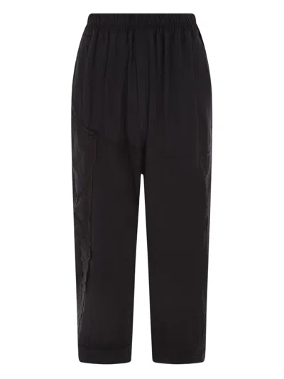 By Walid Floral-embroidered Elasticated-waist Trousers In Black