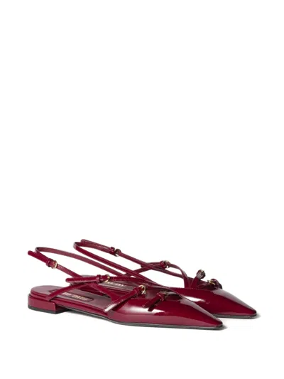 Miu Miu Patent Leather Slingback Ballerinas With Buckles