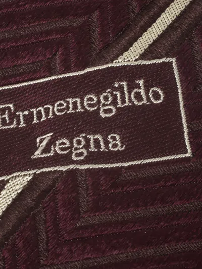 Pre-owned Ermenegildo Zegna Vintage Chevron-stripe Silk Tie In Red