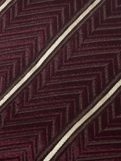 Pre-owned Ermenegildo Zegna Vintage Chevron-stripe Silk Tie In Red