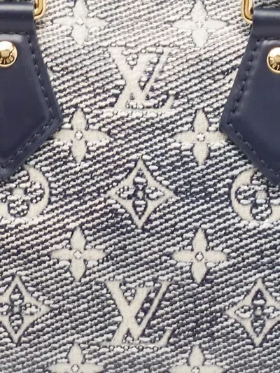 Pre-owned Louis Vuitton Speedy Bandoulière 20 Monogram Denim Tote Bag In Blue