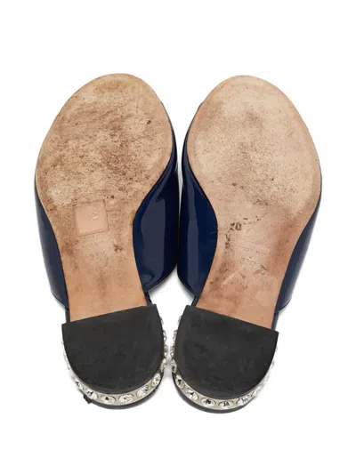 Pre-owned Miu Miu Bow-detailing Slides In Blue