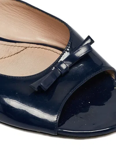 Pre-owned Miu Miu Bow-detailing Slides In Blue