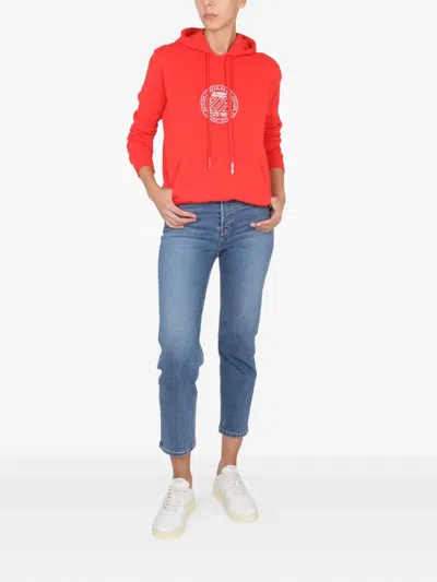 Autry Knitwear With Drawstring Hood And Kangaroo Pocket In Red