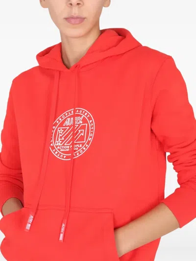 Autry Knitwear With Drawstring Hood And Kangaroo Pocket In Red