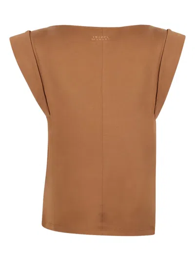 Isabel Marant Draped Cotton Top In Brown