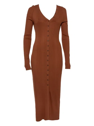 Pre-owned The Range Ribbed Button Maxi Dress