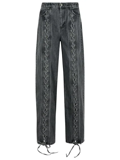 Rotate Birger Christensen Black Cotton Jeans With Laces