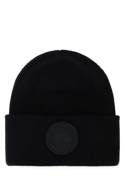 Canada Goose Black Wool Arctic Beanie Hat In Black