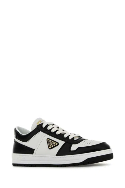 Prada Urban Leather Sneakers Featuring Contrast Panels In White