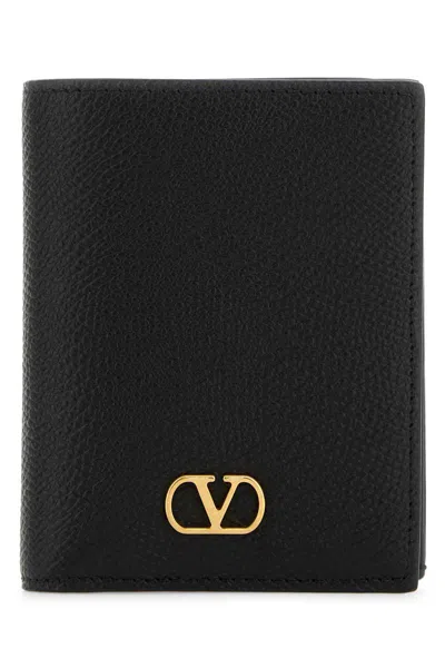 Valentino Portafoglio Vlogo In Pelle Nera Donna In Black
