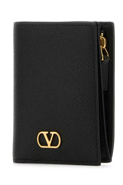 Valentino Portafoglio Vlogo In Pelle Nera Donna In Black
