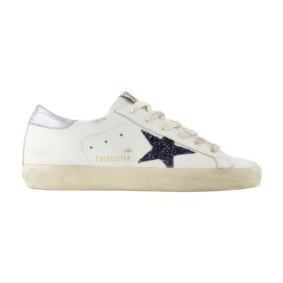 Golden Goose Super Star Leather Upper And Toe Glitter Star Laminated Heel In White