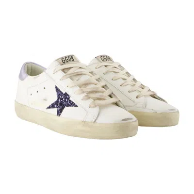 Golden Goose Super Star Leather Upper And Toe Glitter Star Laminated Heel In White