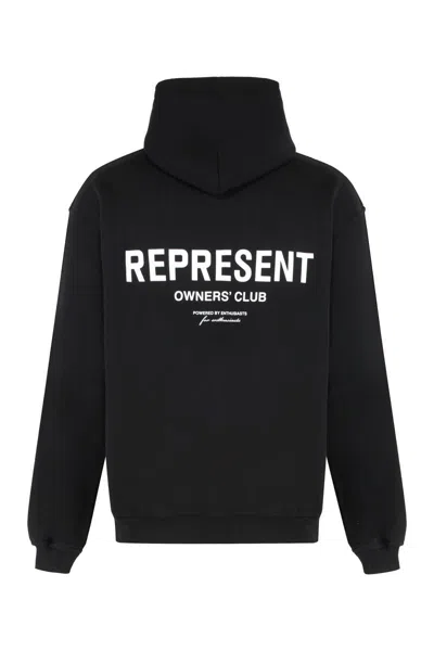 Represent Oversized Logo Hooded Sweatshirt In Black