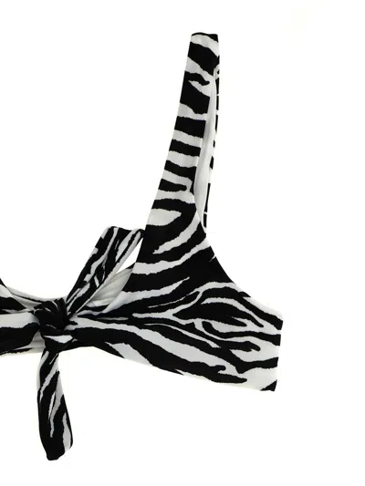Attico Blackwhite Zebra-print Bikini In Black