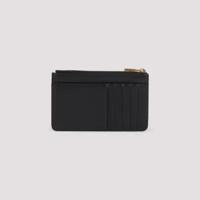 Dolce & Gabbana Zip-closure Calf Leather Wallet With Gold-tone Hardware In Black