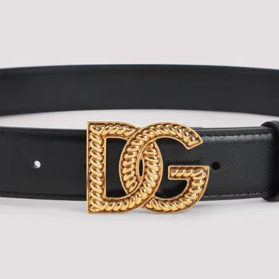 Dolce & Gabbana Adjustable Loop Stitched Belt In Black