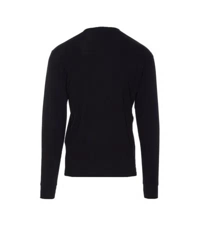 Tom Ford Mens Black Henley Ribbed Relaxed-fit Cotton-blend T-shirt In Black