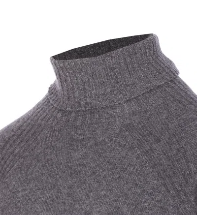 Twinset Twin-set High Neck Relaxed-fit Sweater With Ribbed Detailing In Gray