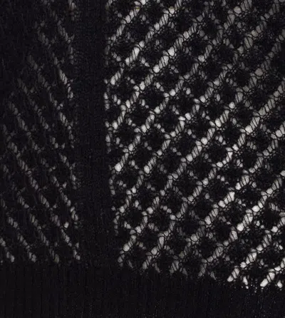 Twinset Open-knit Ruffled-cuff Sweater In Black